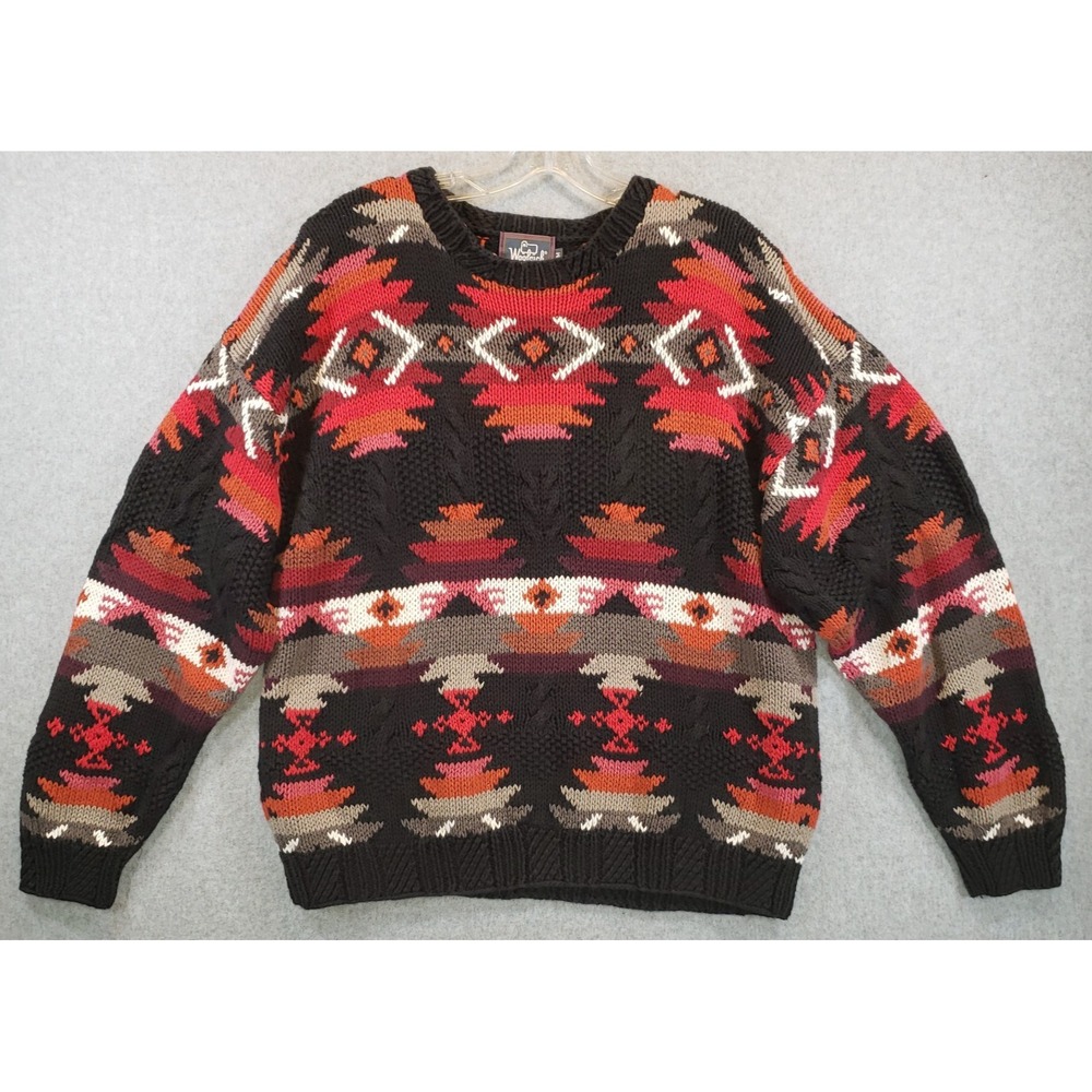 Woolrich Southwestern Native Sweater Womens Size M Multi Color Pullover Handknit
